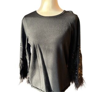 Chico's Black Long Sleeve Top with Sequin Detail